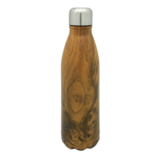 Madera y gota de la botella de agua del vacío del acero inoxidable