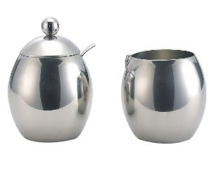 Conjunto del tazón de fuente de la leche y de azúcar del acero inoxidable