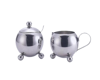 Conjunto del tazón de fuente de la leche y de azúcar