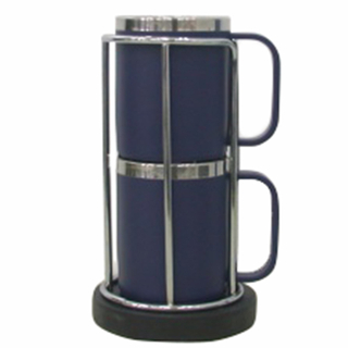 Taza de la pared del doble del acero inoxidable con el soporte